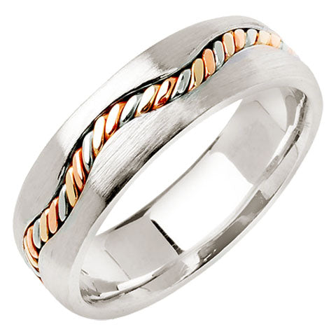 14K or 18K Tri-Color Gold Braided Cord Ring