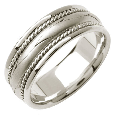 14K or 18K White Gold Hand Braided Ring