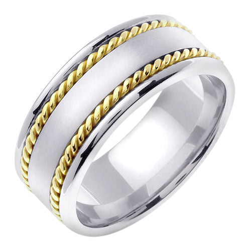 Titanium and 14K Two Tone Gold center Hand Braided Cord Ring