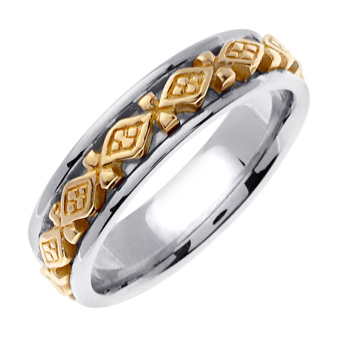 Silver or Titanium and 14K Yellow Gold Celtic Ring