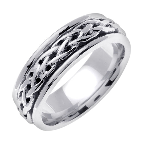 Titanium or Silver and 14K White Gold Celtic Infinity Knot Ring