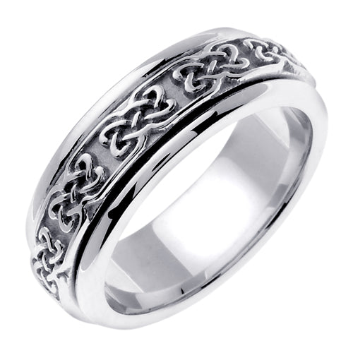 Silver or Titanium 14K White Gold Celtic Knot Ring