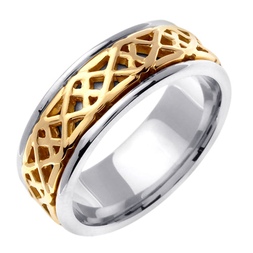 14K White and Yellow Gold Celtic Knot Ring