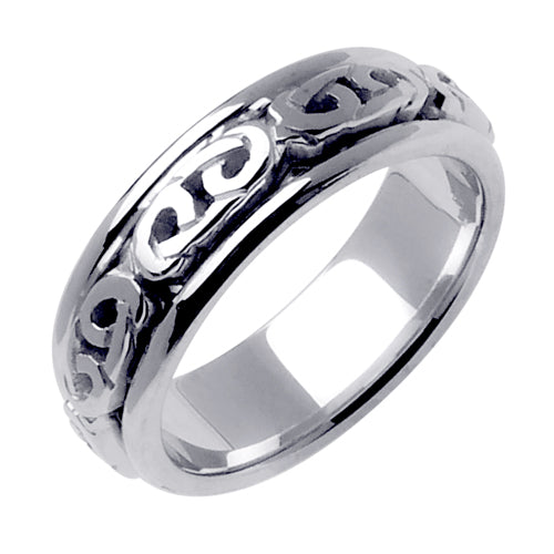 Silver or Titanium With 14K White Gold Celtic Knot Ring
