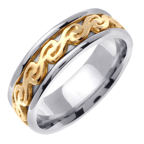 Silver or Titanium With 14K Yellow Gold Celtic Ring