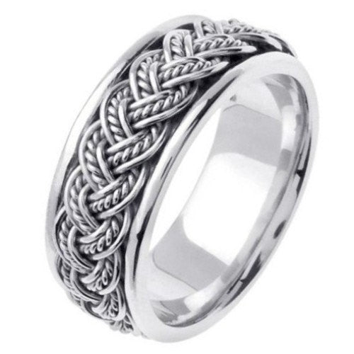 Titanium & Gold Hand Braided Ring Bands