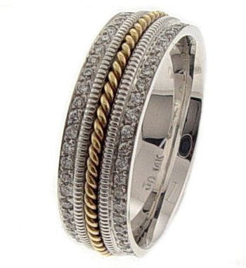 Two Row Eternity Diamond Hand Braided Cord Ring Band