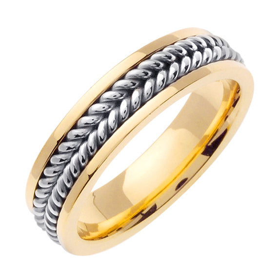 14K Yellow/White or White Hand Braided Ring Band