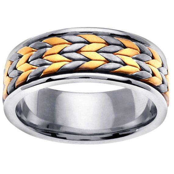 Titanium and Gold Hand Braided Ring Band