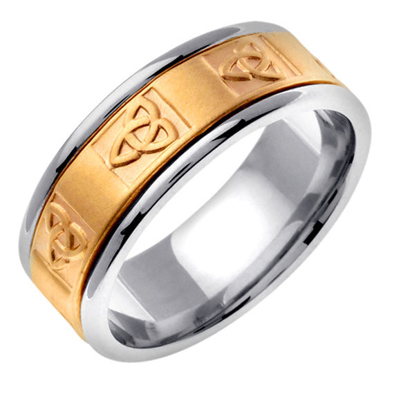 Titanium & Gold Celtic Triquetra Knot Design Ring Band