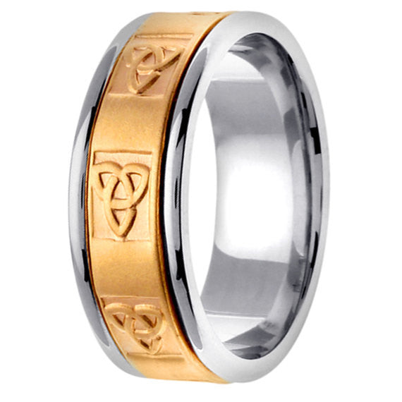 Titanium & Gold Celtic Triquetra Knot Design Ring Band