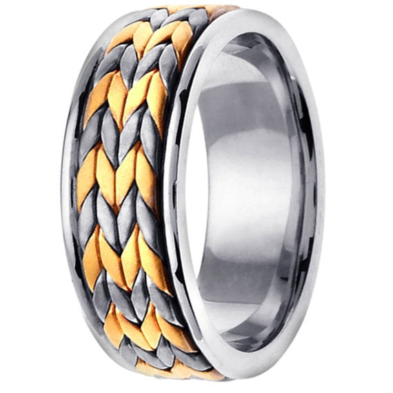 Titanium and Gold Hand Braided Ring Band