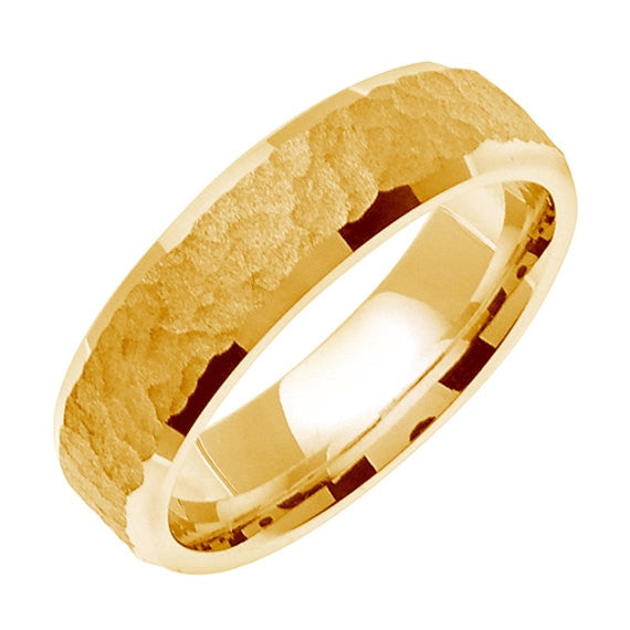14K Yellow or White Hammer Finish Design Ring Band