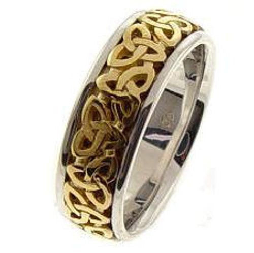 14K White/Yellow gold Celtic Trinity Knot Ring
