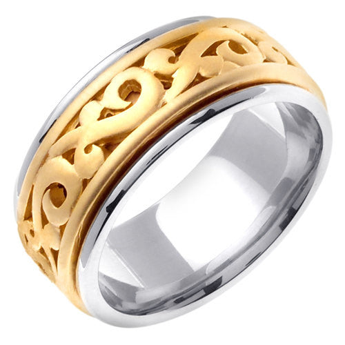 14K  White and Yellow Gold Celtic Arc and Waves Ring