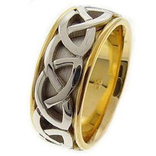 14K Yellow or Yellow/White Celtic Knot Ring Band
