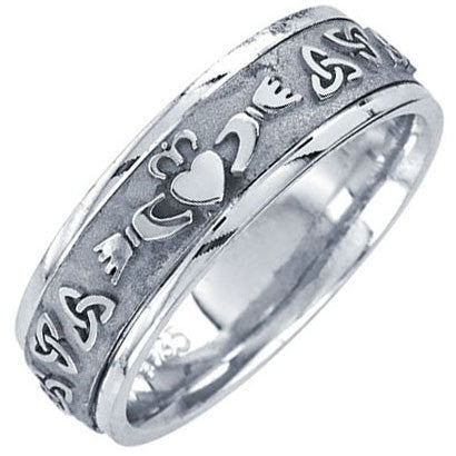 Celtic Claddagh Triquetra Design Ring Band