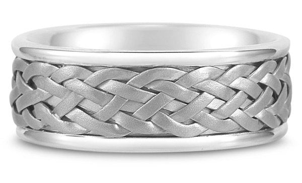 Titanium and Gold Hand Weaved Ring Band