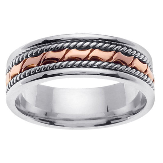 Titanium and Gold Hand Braided Ring Band