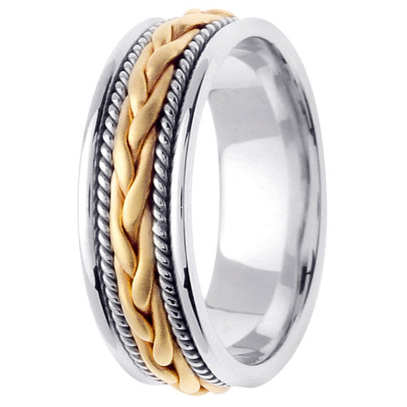 Titanium and Gold Hand Braided Cord Ring Band