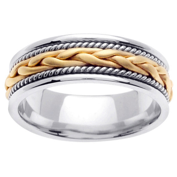 Titanium and Gold Hand Braided Cord Ring Band