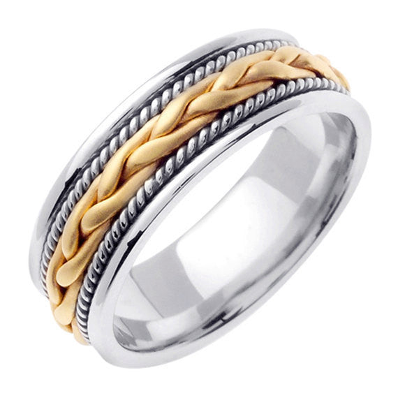 Titanium and Gold Hand Braided Cord Ring Band