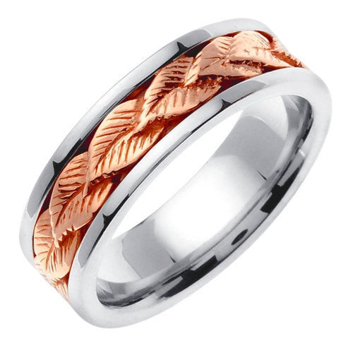 Titanium and Gold Leaf Design Ring Band