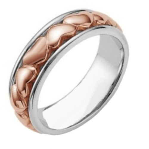 Titanium and Gold Eternal Heart Design Ring Band