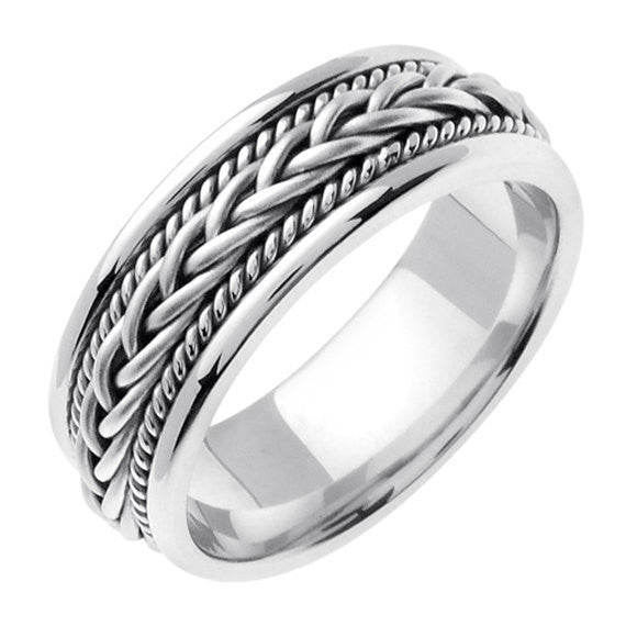 Titanium and Gold Hand Braided Cord Ring Band