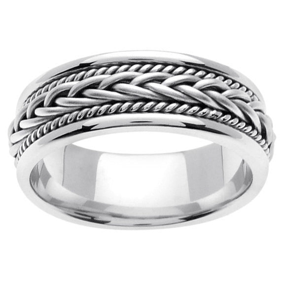 Titanium and Gold Hand Braided Cord Ring Band