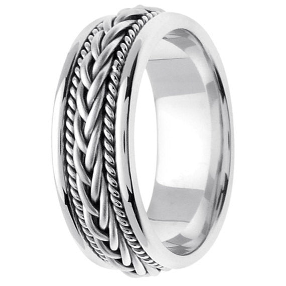 Titanium and Gold Hand Braided Cord Ring Band