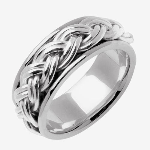 Titanium and Gold Double Strand Hand Braided Ring Band
