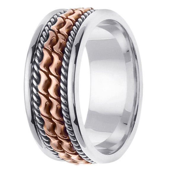 Titanium and Gold Hand Braided Cord Ring Band
