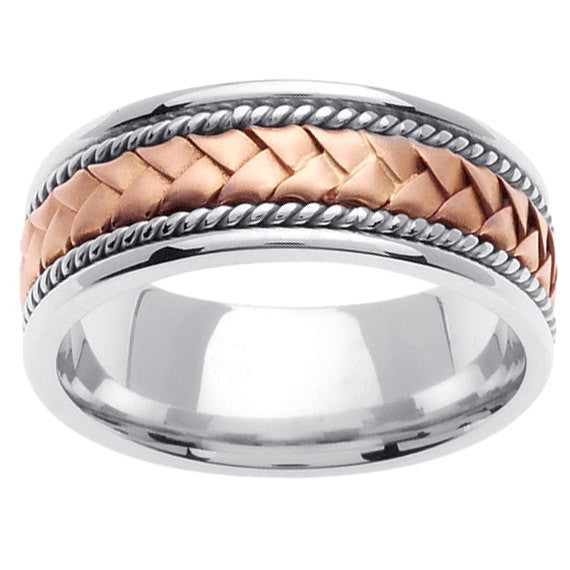 Titanium and Gold Hand Braided Cord Ring Band