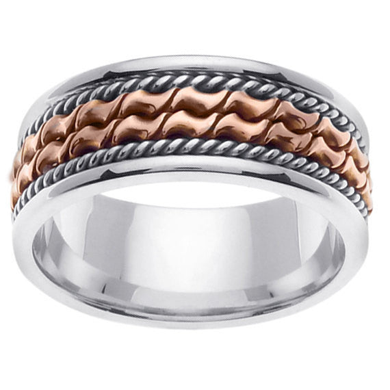 Titanium and Gold Hand Braided Cord Ring Band