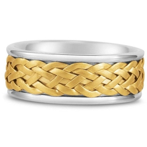 Titanium and Gold Weaved Ring Band