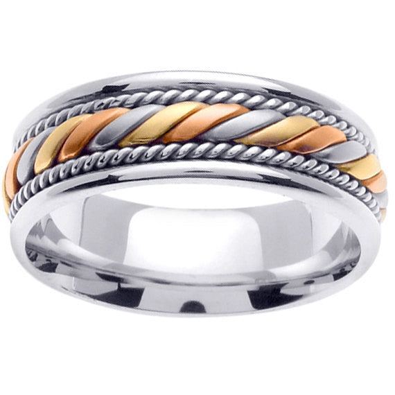Titanium and Gold Hand Braided Cord Ring Band