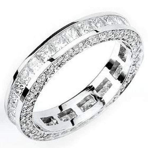 Three rows Princess and Round Diamond Eternity Ring Band