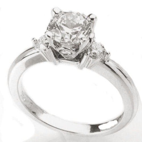 3 Stone Solitaire Round Engagement Ring Band