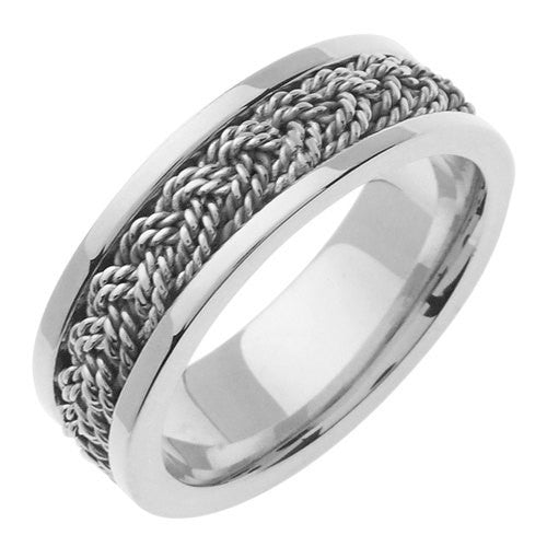 Titanium/Silver With 14k White Gold Rope Braided Center